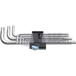 image:imageWera  5022720001 Stainless 3950 PKL9 Ballpoint Metric HexPlus Ergonomic LKey Set with TwoComponent Storage Clip 9PieceMulti