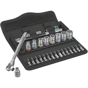 image:imageWera 05004017001 8100 SA 7 Zyklop Metric Metal Ratchet Set with PushThrough Square 28 Piece 14 Drive