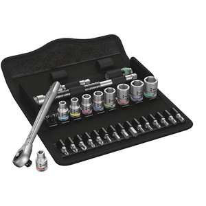 image:imageWera 05004020001 8100 SA 10 Zyklop Imperial Metal Ratchet Set with PushThrough Square 28 Piece 14 Drive