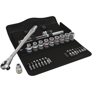 image:imageWera 05004077001 8100 SC 7 Zyklop Metric Metal Ratchet Set with PushThrough Square 25 Piece 12 Drive