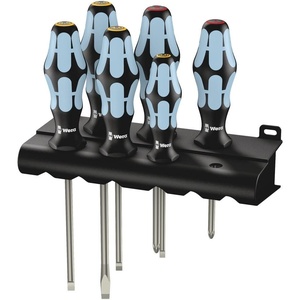 image:imageWera 05032060001 Kraftform Stainless 33346 Stainless Steel SlottedPhillips Screwdriver Set and Rack 6PieceSlotted 65x150mm  3x80mm  4x100mm  55x125mm Phillips PH1x80mm  PH2x100mm