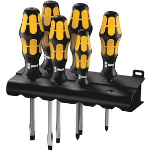 image:imageWera  5018283001 932 S6 Screwdriver Set Kraftform Chiseldriver amp Rack 6Piece